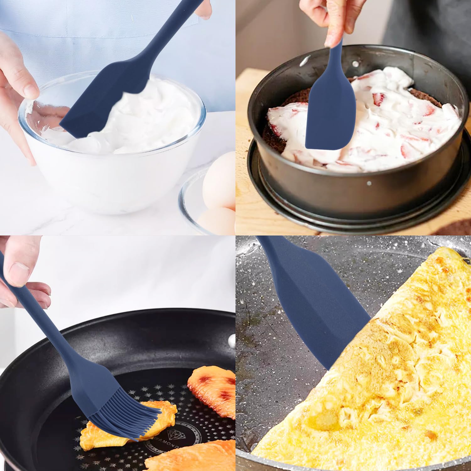 6 Pezzi Spatole in Silicone, Spatole per Dolci, Cucina in Silicone Spatola da Resistente al Calore fino a 230 ºC Antiaderent Set per Cuocere e Cucinare, Blu