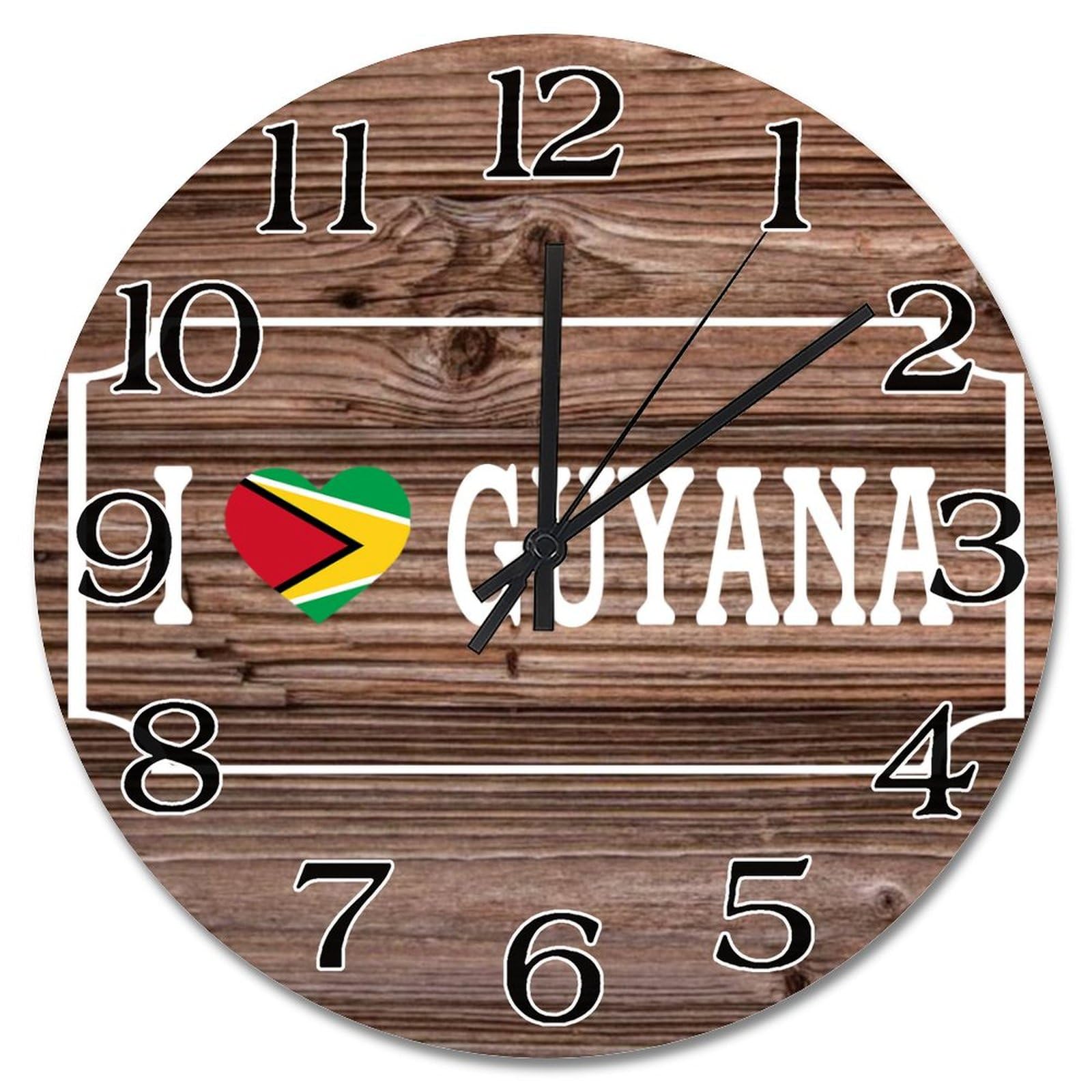 Horloge bois Guyane 38 cm pour déco maison de campagne vintage