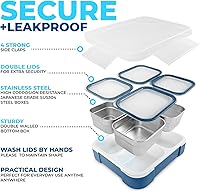 Vista 5 de Juego de Lonchera Bento de Acero Inoxidable para Adultos, Niños - Bolsa Aislante y Paquete de Hielo - Compartimento de Metal a Prueba de Fugas