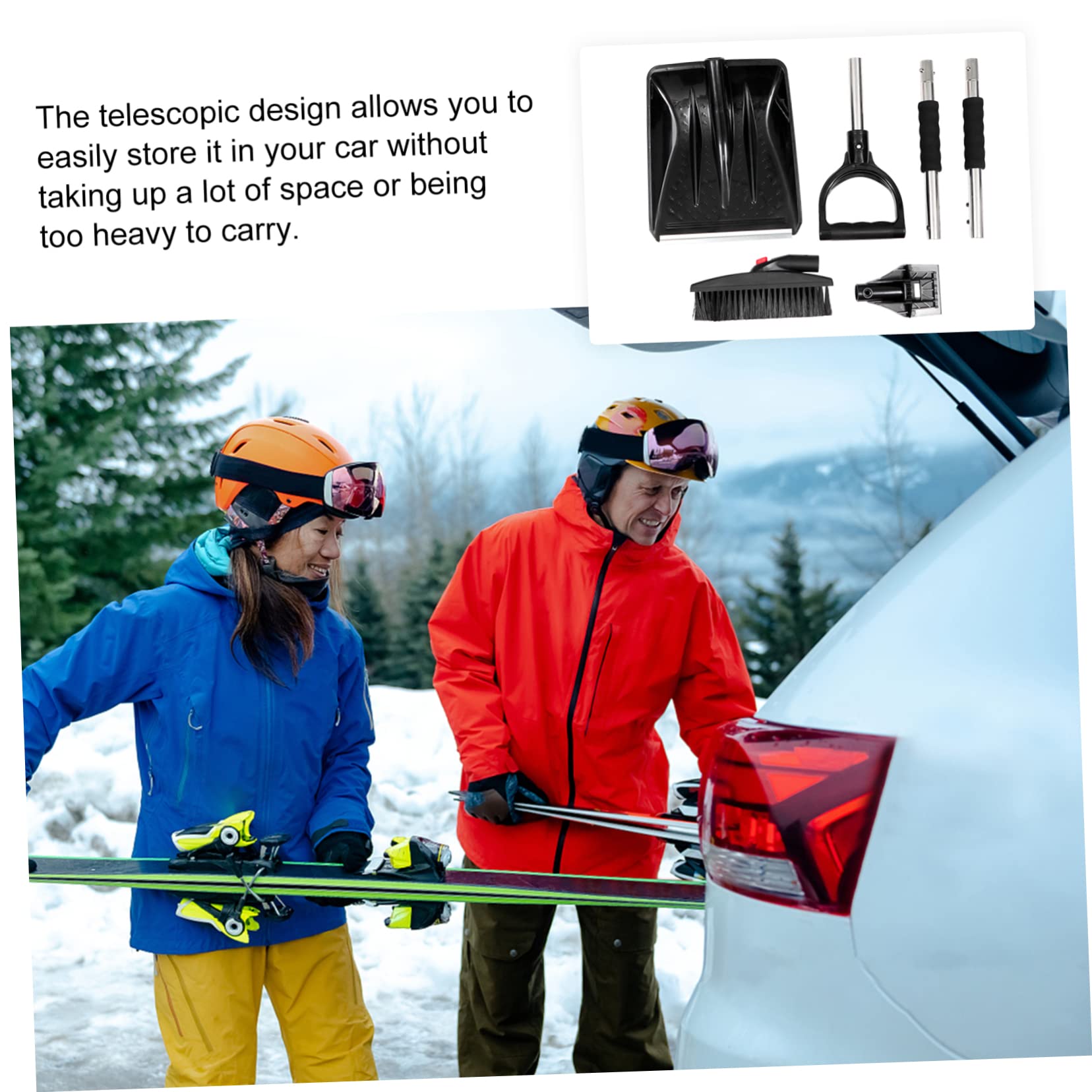 ibasenice 1Satz Multifunktionale Schneeschaufel Set für Teleskop Eiskratzer und Schneebürste Platzsparend und Kratzfrei für Windschutzscheiben im Winter