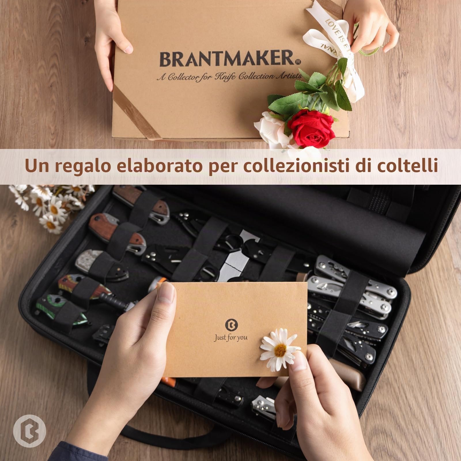 BRANTMAKER Espositore per Coltelli - Custodia Portatile per Oltre 61 Coltelli Tascabili, Collezione Con Tracolla (Solo Scatola)