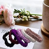 Vista 5 de Juego de 6 piezas de coleteros de seda 100% pura morera - 6 colores elegantes y chic, coleteros delgados de seda para rabo de caballo - Sin daños
