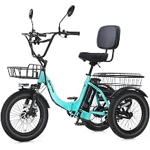 NARRAK Electric Tricycle for Adults,Fat Tire Folding Electric Trike,3 Wheels Electric Bicycle Bikes, Peak 700W/1100W Step-Thru Etrike with Removable Battery and Large Basket