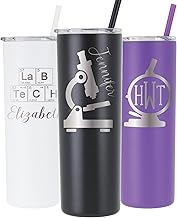 Lab Tech Personalized Laser Engraved 20 oz Skinny Tumbler, Gift, Personalized Lab Tech Tumbler, Laboratory Technician Gift, Microscope, Med Tech, Medical Lab, Lab Tech Mug, Graduation Gift