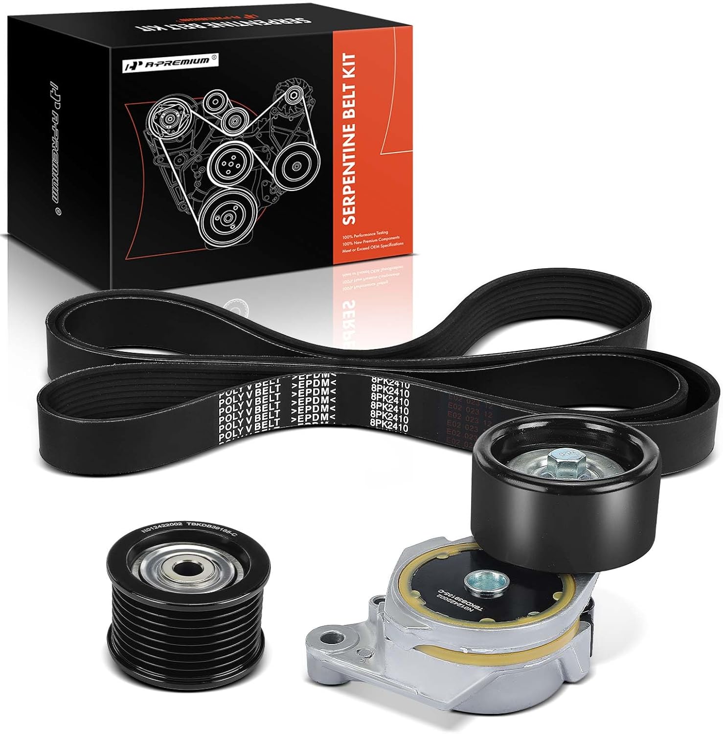 A-Premium Engine Serpentine Belt Drive Kit with Tensioner & Idler Pulley Compatible with Lexus GX460 2010-2018, LX570 & Toyota Land Cruiser, Sequoia, Tundra