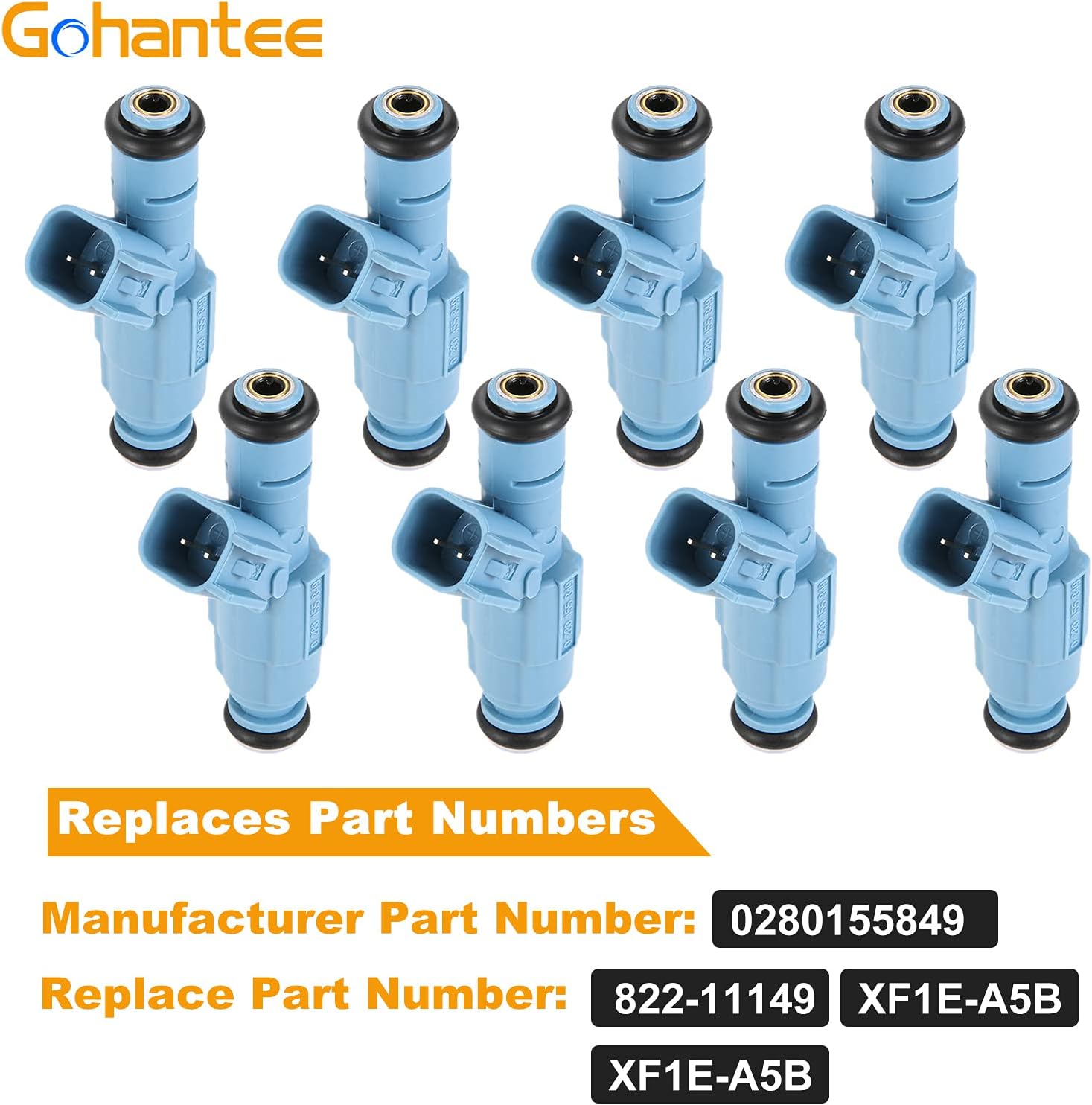 gohantee Fuel Injectors 4 Nozzle 8Pcs 0280155849 Compatible with Chrysler Aspen Dodge Ram Dakota Durango Jeep Grand Cherokee Commander Mitsubishi Raider 4.7L V8 engine, Replaces 822-11149 XF1E-A5B