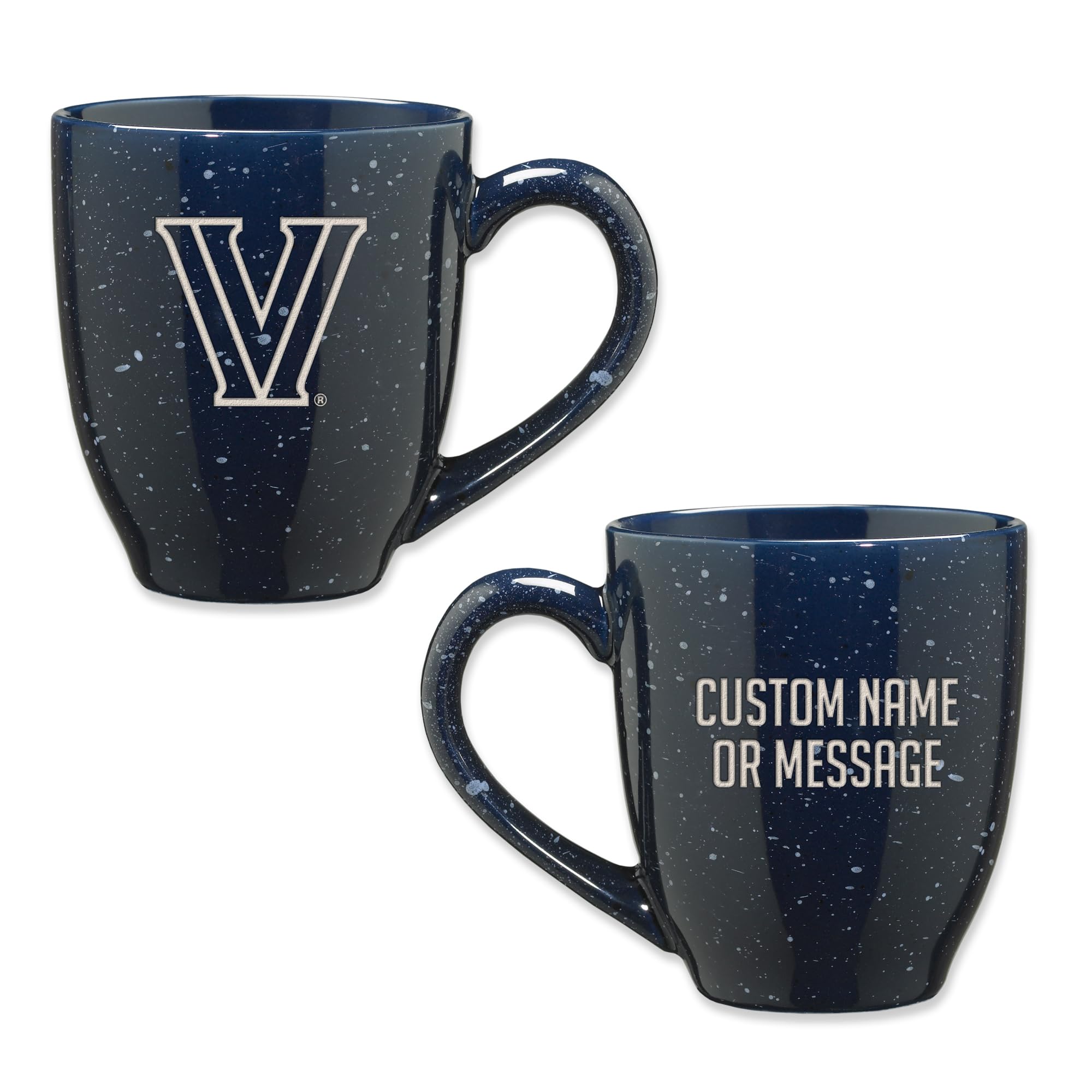 Rico Industries NCAA Villanova Wildcats Navy Blue Personalized 16 oz Team Color Laser Engraved Speckled Ceramic Coffee Mug