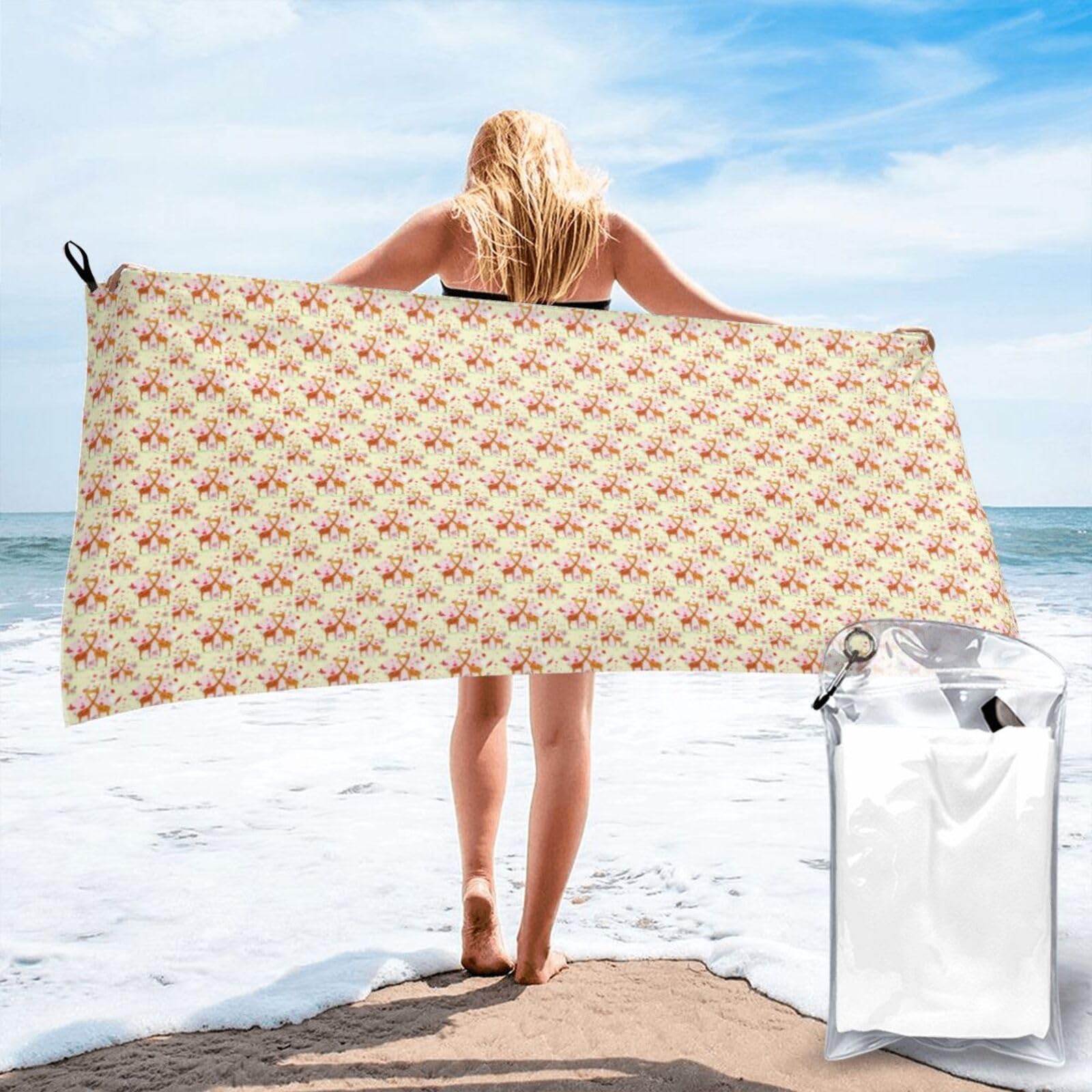 AYYQWE Giraffe Heart Flower Butterfly Print Lightweight Towel For Men Women Travel Beach Camping Hiking Yoga Swimming Sports