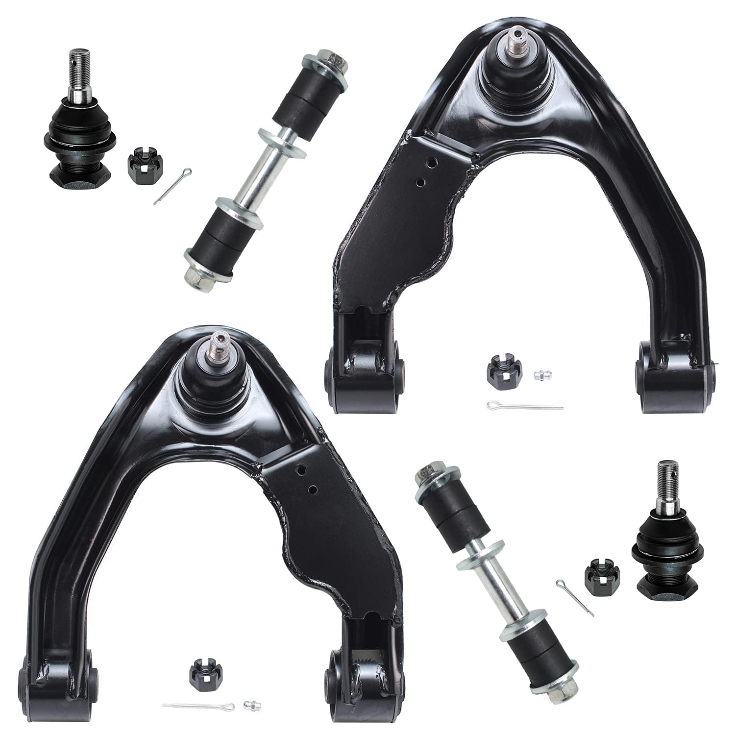 Detroit Axle - 6PC Front Upper Control Arms Ball Joint Sway Bar for 2000
