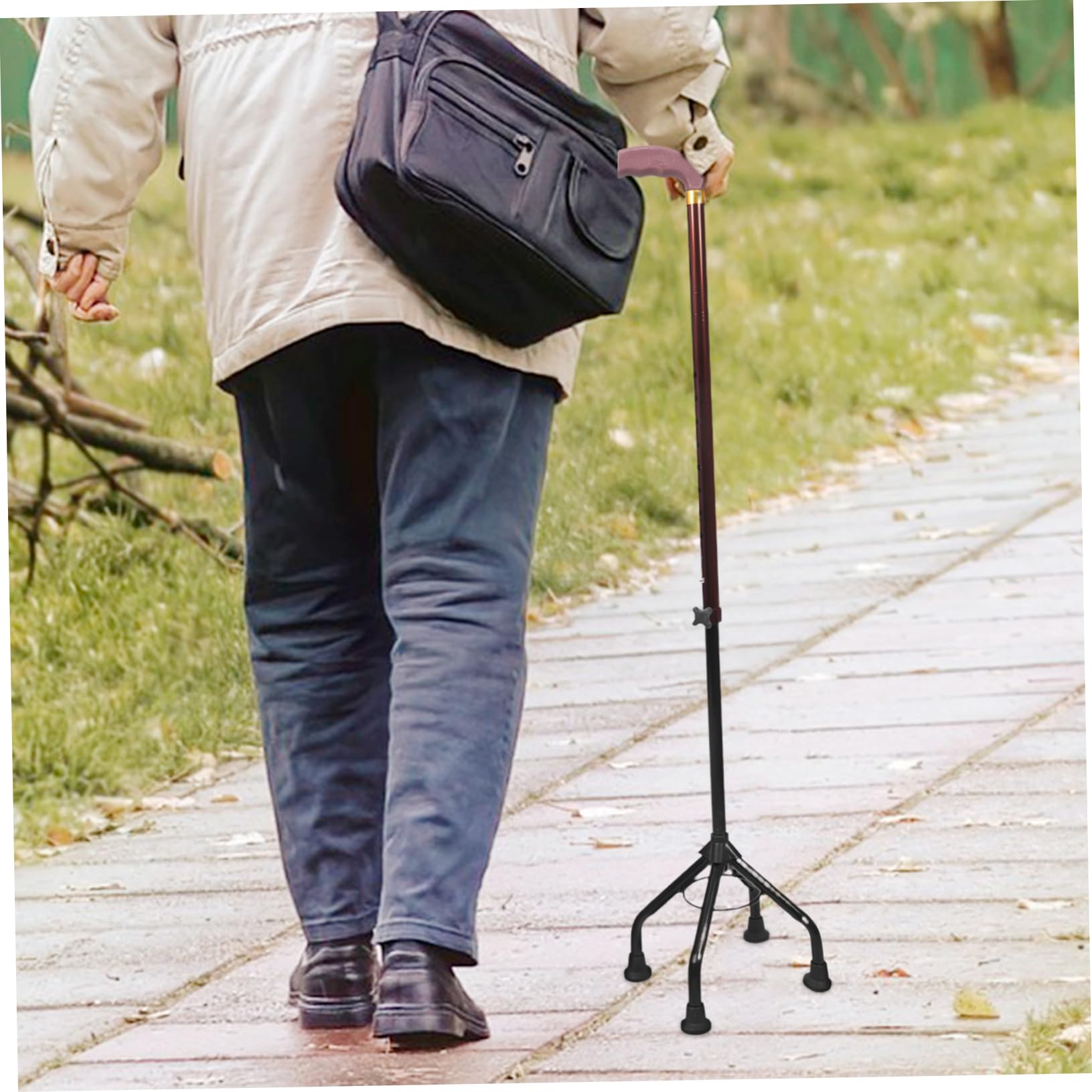 Bastón Patas Ajustable de Aluminio Aleación Diseño de Cuatro