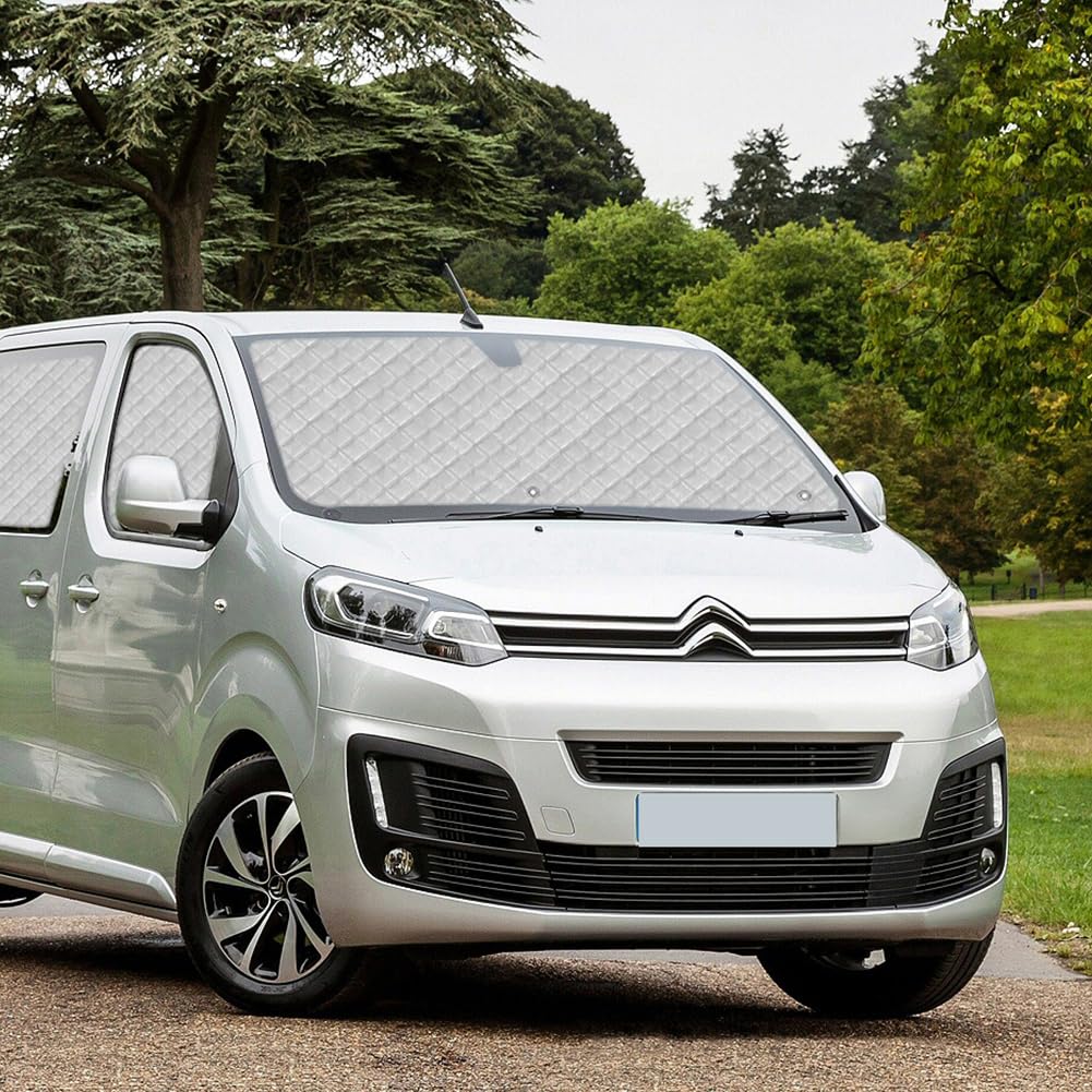 Parasole per Parabrezza Compatibile con Citroen Jumpy SpaceTourer Peugeot Expert Traveller Toyota Proace (LWB) 2017-2026 - Protezione per Parabrezza per Parasole, Finestra Cieca Termica Interna
