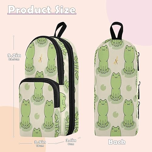 Miniatura 3 de Estuche para lápices de rana de gran capacidad para niñas y niños, estuche para lápices con cremallera para mujeres, adultos, niños, estudiantes,
