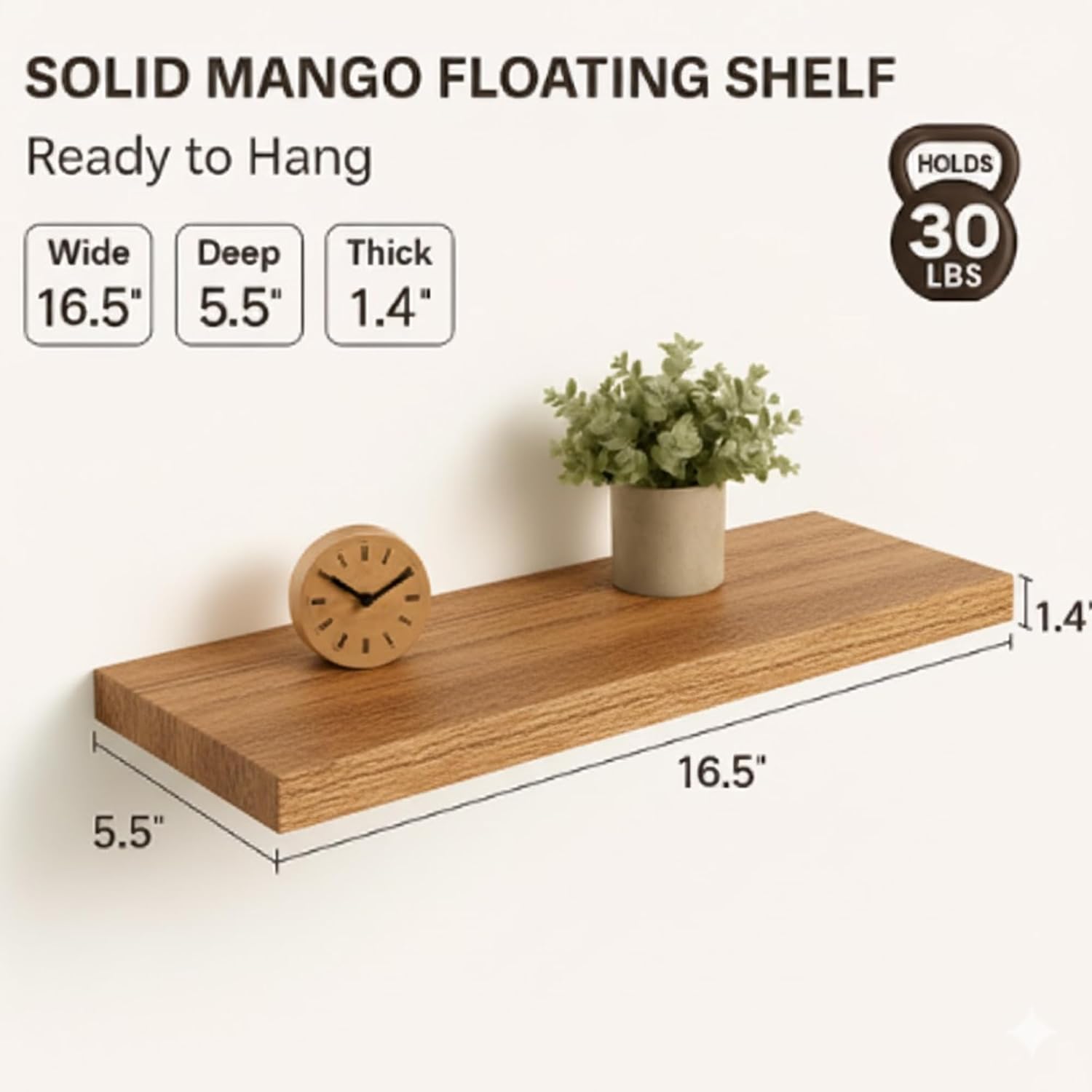 Store Indya Solid Wood Floating Shelves Set of 2 image 2