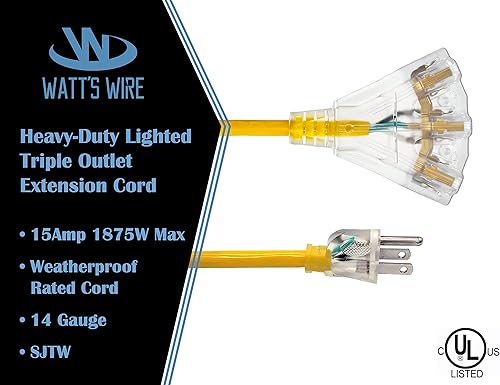 Miniatura 3 de Cable de extensión para exteriores de 25 pies resistente al agua Cable de extensión resistente de calibre 14 de 25 pies Cables de extensión