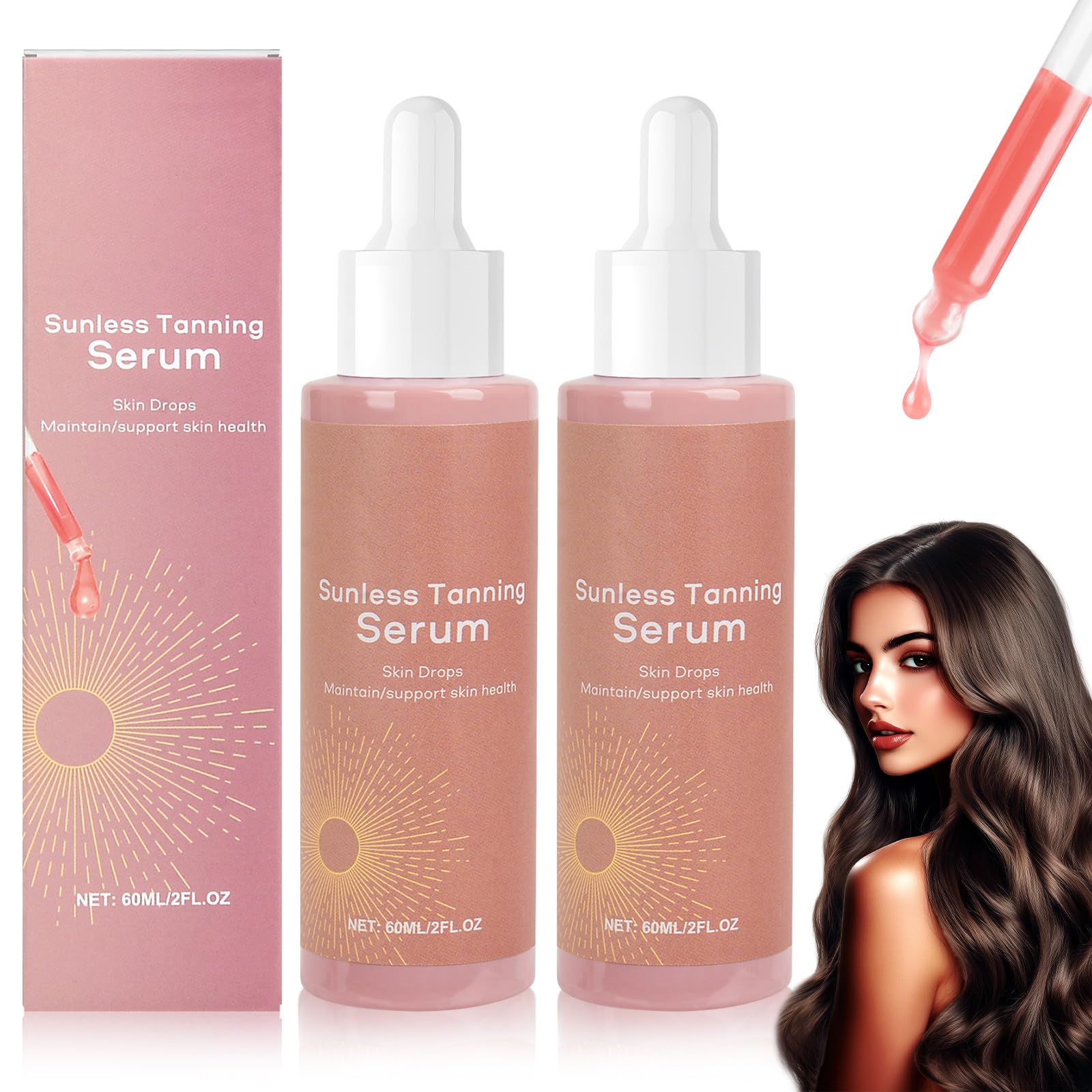 Sunless Tanning Drops, 2 szt. samoopalacz, 120 ml, krople samoopalające, krople samoopalające, samoopalacz do twarzy i ciała