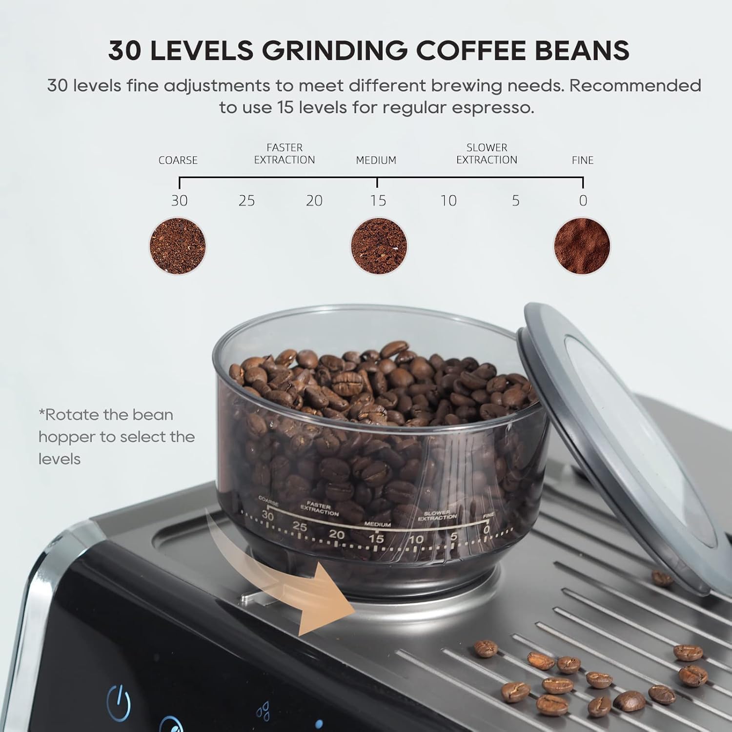 HIBREW H7 - Espresso Machine with Grinder, 58mm Coffee Machine with Milk Frother for Making Cappuccino, Latte, and American Coffee.