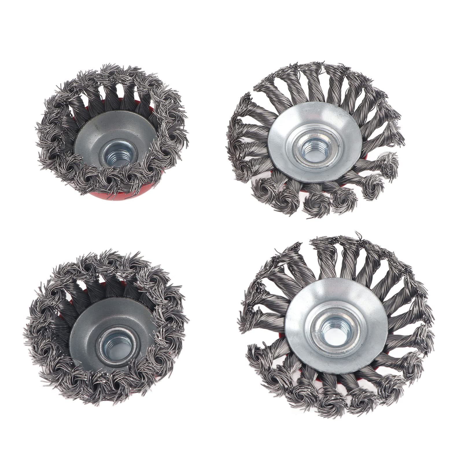 Spazzole Metalliche Per Smerigliatrice - 4 Pezzi, Coniche, Diametro 75 E 100 Mm, Filettatura M14 - Foto 4