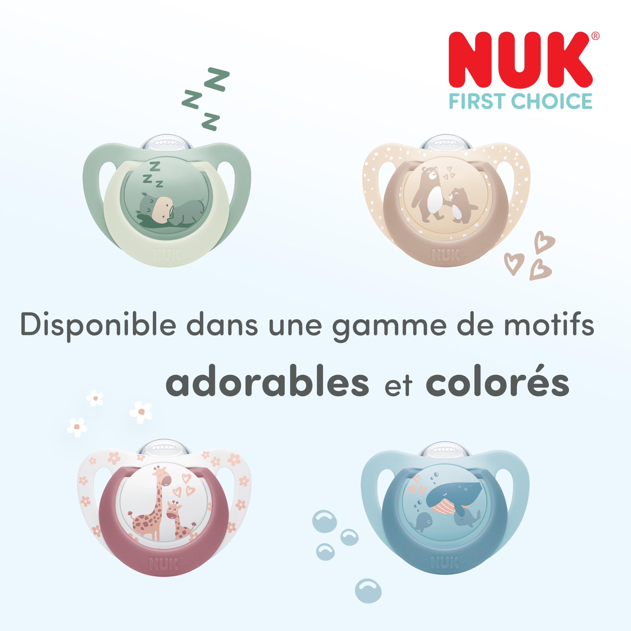 NUK First Choice Perfect Start Set de Biberons Nouveau-Né | 0-6 Mois | 4 Biberons Anti-Coliques (150 ml, 300 ml), 2 Tétines, 1 Sucette First Choice, 1 Goupillon | Koala | Lot de 8
