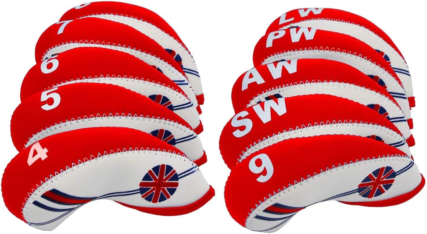 FLTRADE 10pcs/set Golf Iron Covers Head covers UK Flag Patterned