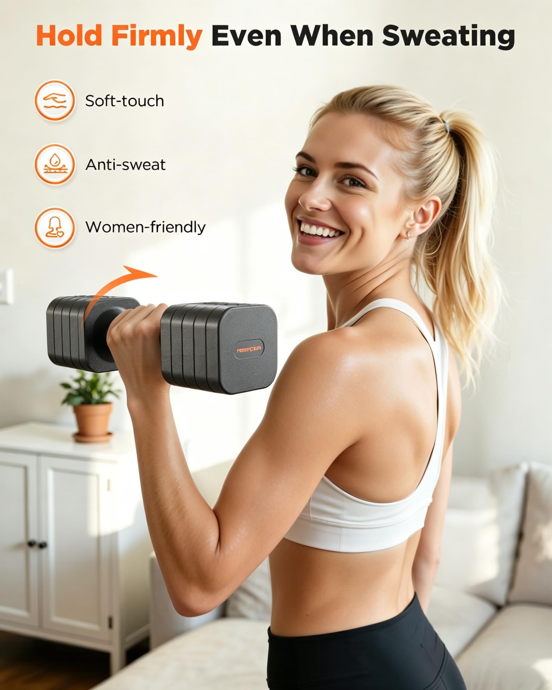 FEIERDUN Set di 2 manubri regolabili 5 in 1, pesi a mano da 5,4 kg/2,7 kg, per donne, set di manubri a doppia stabilità, per casa, palestra e attività all'aperto, grigio