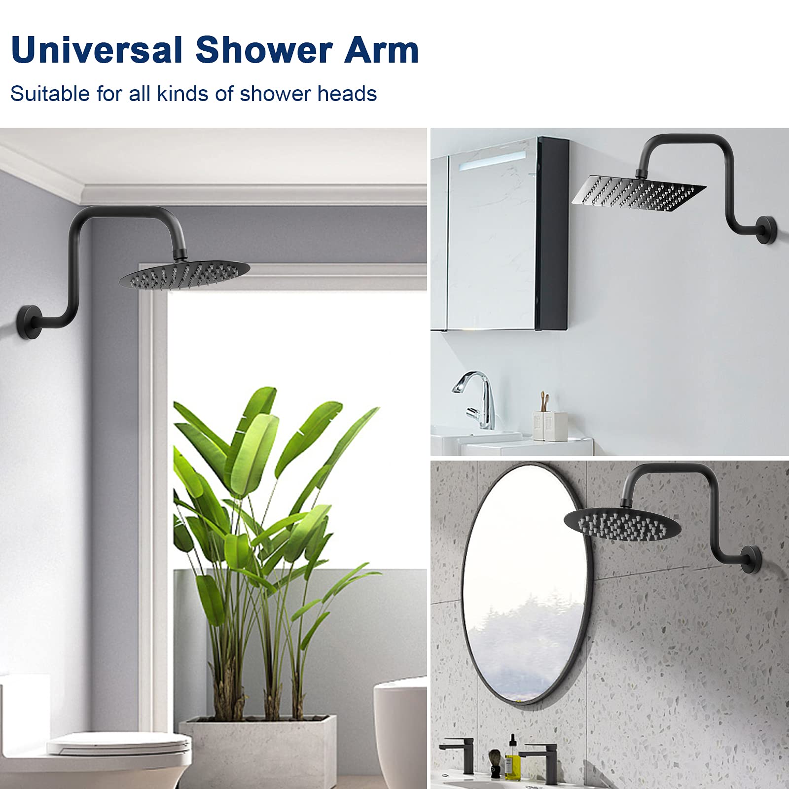 Braccio doccia a forma di S, braccio di prolunga per soffione doccia, in acciaio inox con flangia, tubo a forma di S per installazione a parete, esperienza doccia, accessori da bagno (cromato