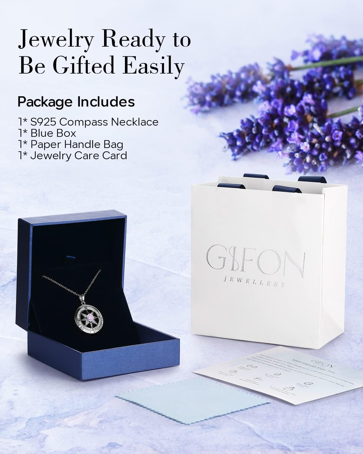 S925 Necklace Gift for Wife |Compass Jewelry |Women Anniversary |Sterling Silver |Girlfriend Birthday Gifts for Her Valentines |I'd be Lost without You |Jewel 18K Gold - Image 5