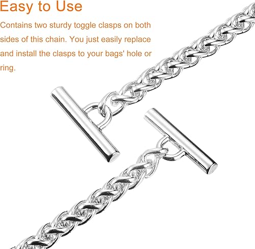 Miniatura 5 de uxcell Correa de cadena plana de hierro, 43 pulgadas, cadenas de bolso, accesorios de cadena para monedero, correas de cadena con cierres de palanca