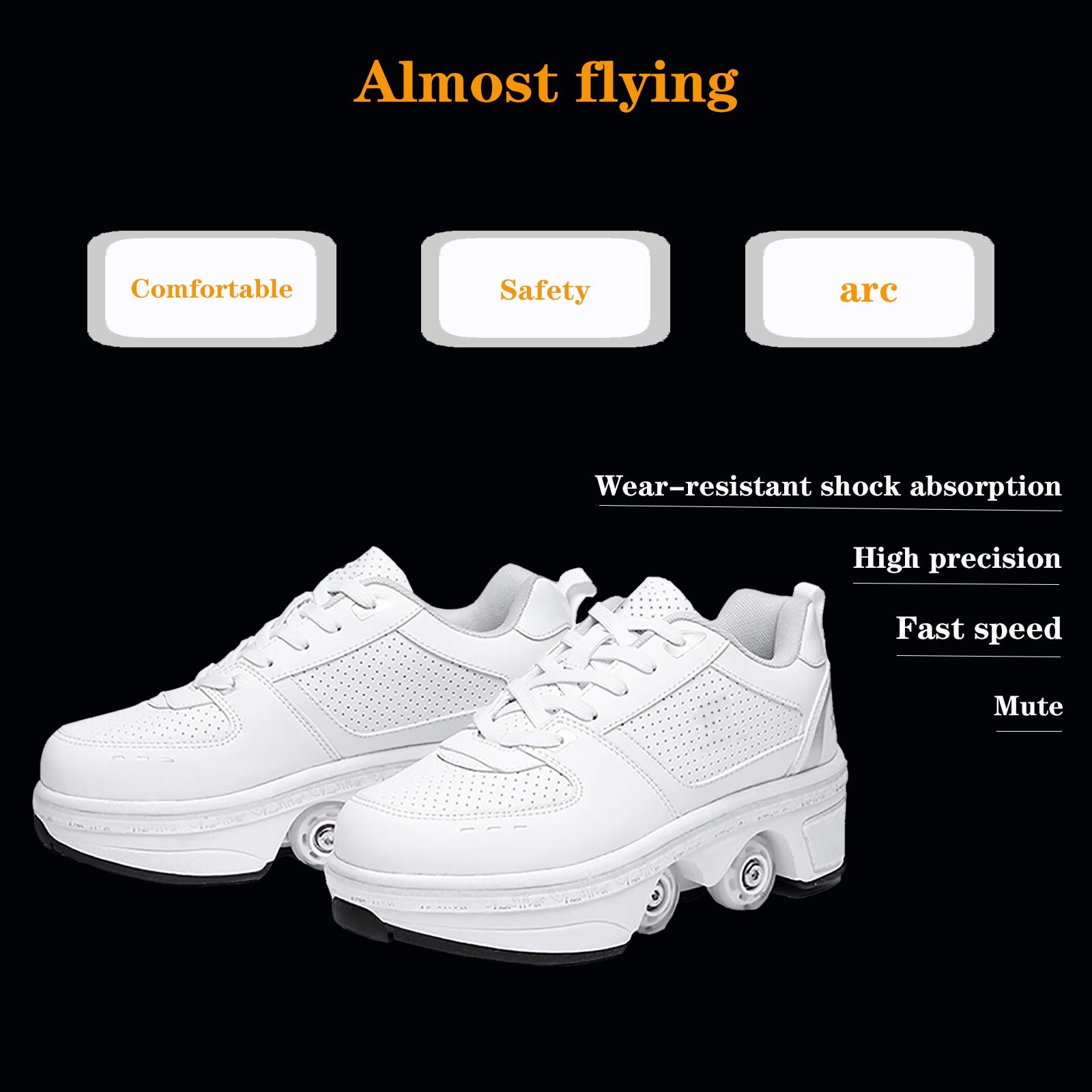 DHTOMC Pattini A Rotelle Scarpe per Adulti,Scarpe per Pattini A Rotelle per Bambini,Pattini in Linea,Pieghevole Diventa Sneaker Sportive per Allenatore Sportivo,EUR33