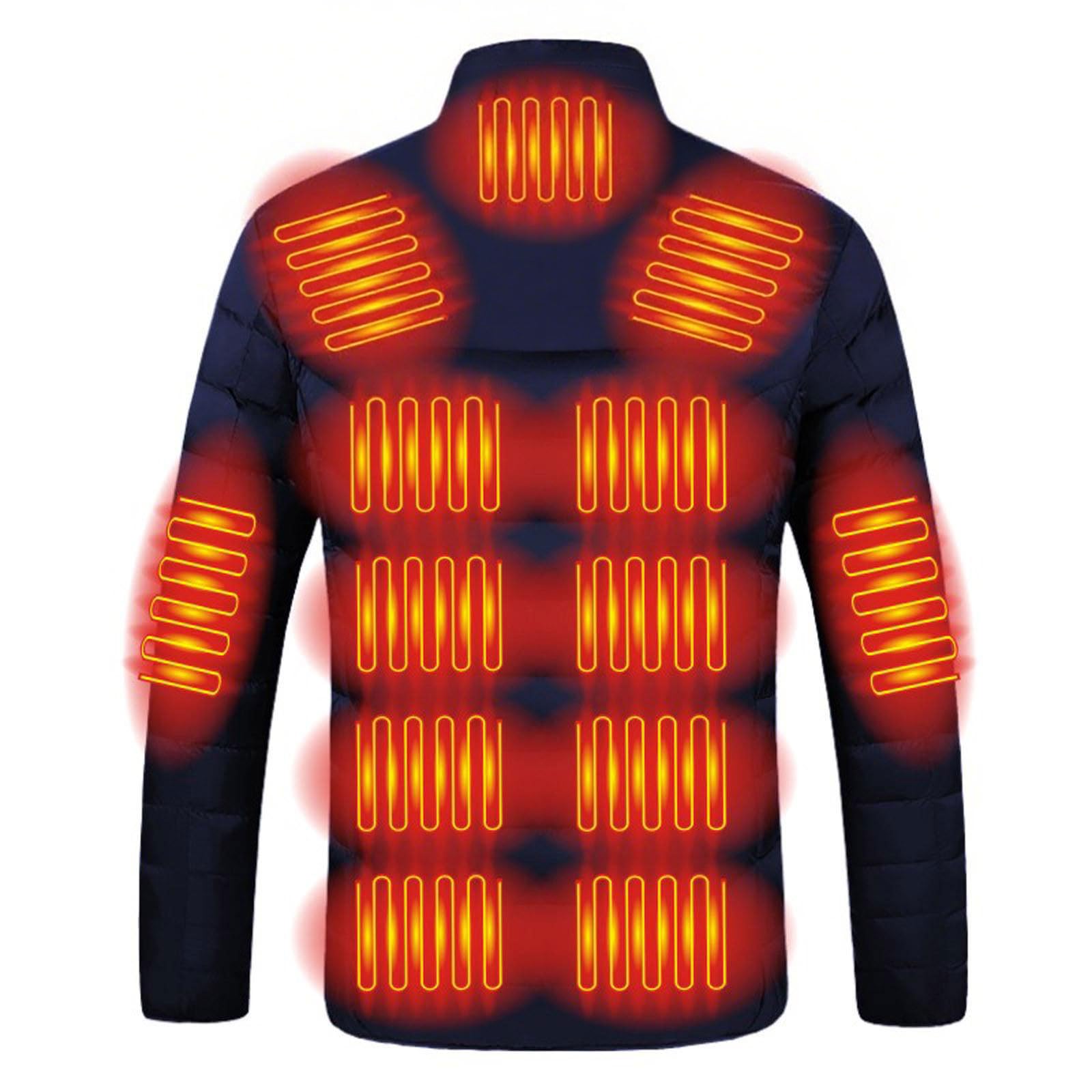 Veste Chauffant Homme Femme Doudoune Chauffante avec 15 Zones et 4 contrôles, Interface USB, Hiver Imperméable Chaud Manteau Sans Capuche Sweater Vêtements pour Ski Pêche Randonnée Plein Air