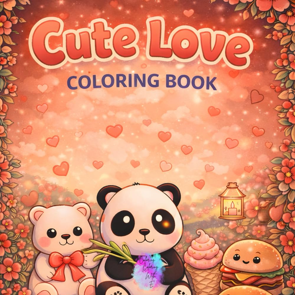 Cute Love Coloring Book: A Cute Kawaii Coloring Book About Love, Sweet Food and Cozy Feelings