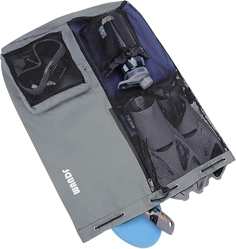 Vista 83 de WANDF Mochila de malla con cordón y bolsillo húmedo para natación, gimnasio y equipo de entrenamiento Negro