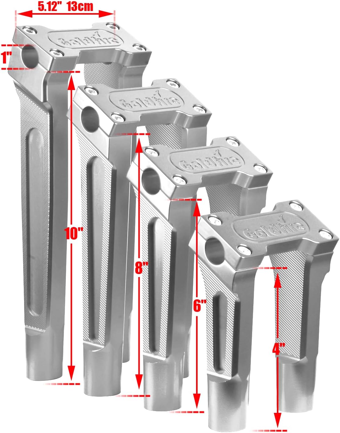 Goldfire Motorcycle Handlebar Risers, 6" Straight Challenger Riser Extension Kit, 1'' Handle Bar Risers Fit for Harley Dyna, Sportster, Low Rider,Street bob (6" Chrome)