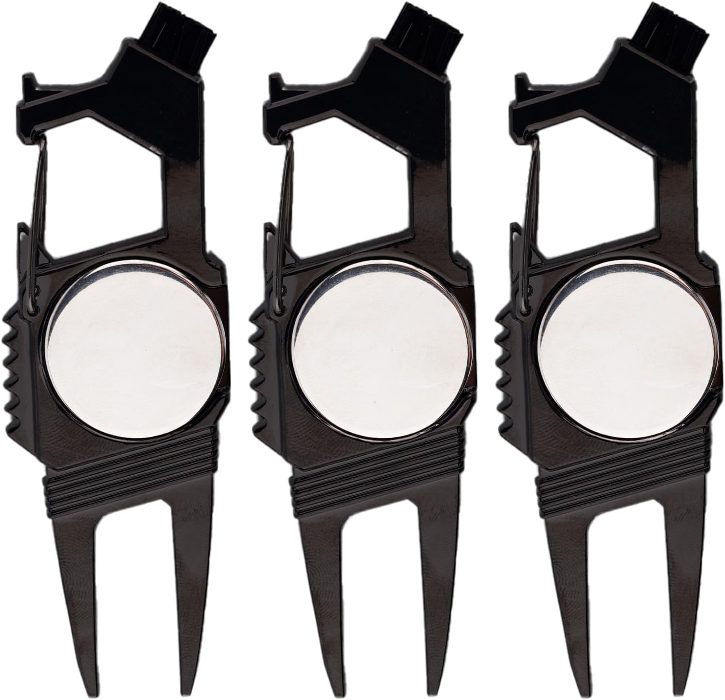 BOXOB 3pcs 7-in-1 Golf Turf Repair Tool, Divot Repair Tool with Magnetic Ball Marker Bottle Opener Groove Cleaner Club Holder & Putter Alignment Golf Accessories for Men Women Golfers