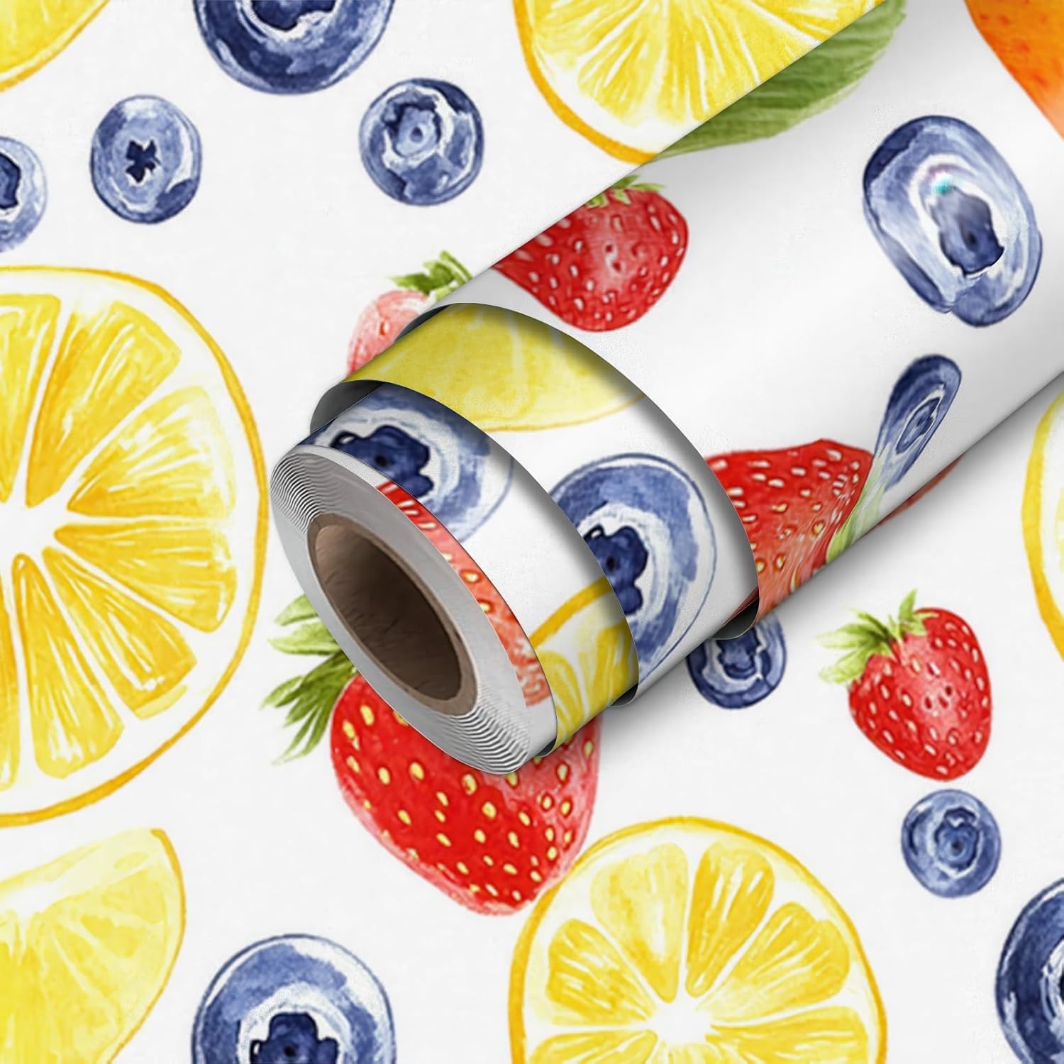 HOMETITUTE Mixed Citrus Fruit Wallpaper Peel and Stick Contact Paper Wall Paper Stick 118.1" x 17.7" Self Adhesive Removable Vinyl Wall Covering Bedroom Kitchen Bathroom Home Decor