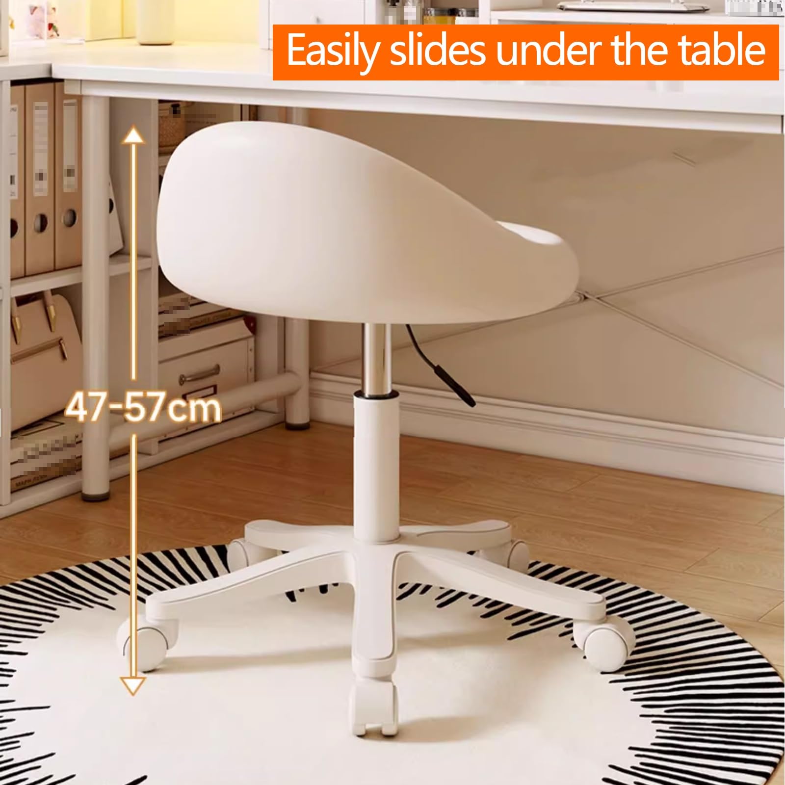 Sgabello Ergonomico Estetista Sgabello Girevole Altezza Regolabile da 35 a 44 cm, Sgabello per Toeletta Trucco con Schienale, Vari Colori Disponibili(White)