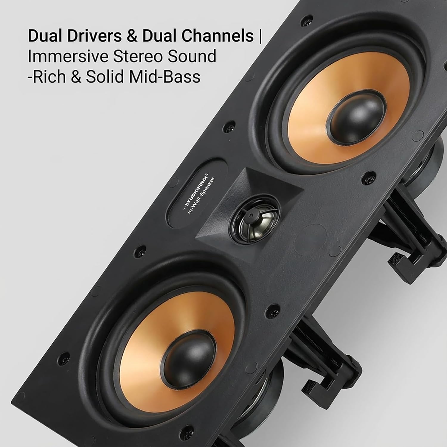 STUDIOFINIX in-Wall Center Channel Speaker, 2-Way Dual 5.25" Poly Woofers, 160W Peak, 1" Pivoting Silk Tweeter, Paintable,Home Theater Surround Sound (Single)