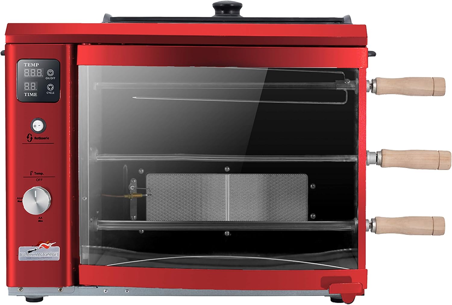 Brazilian Flame BG-03LXK-RED Red Brazilian Gas Rotisserie Grill with 3 Skewers and Upper Tray : Patio, Lawn & Garden