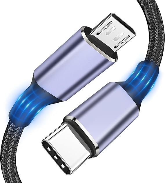 USB C to Micro USB Cable 3FT Micro USB to USB Type C Adapter Cable OTG[Aluminum Shell, Braided], 480Mbps Charing Data Transfer Compatible for, Galaxy S7 S6, LG, HTC,PS4, Kindle
