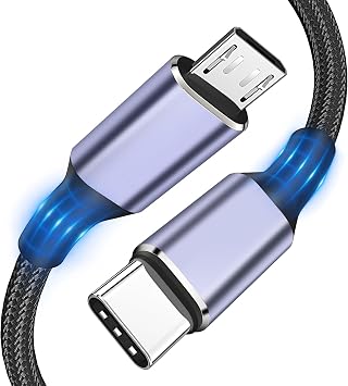 USB C to Micro USB Cable 3FT Micro USB to USB Type C Adapter Cable OTG[Aluminum Shell, Braided], 480Mbps Charing Data Transfer Compatible for, Galaxy S7 S6, LG, HTC,PS4, Kindle