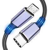 Aluminum Braided USB C to Micro USB Cable - 6FT, Adapter OTG, 480Mbps Charging & Data Transfer, Compatible with Galaxy S7/S6, LG, HTC, PS4, Kindle & More