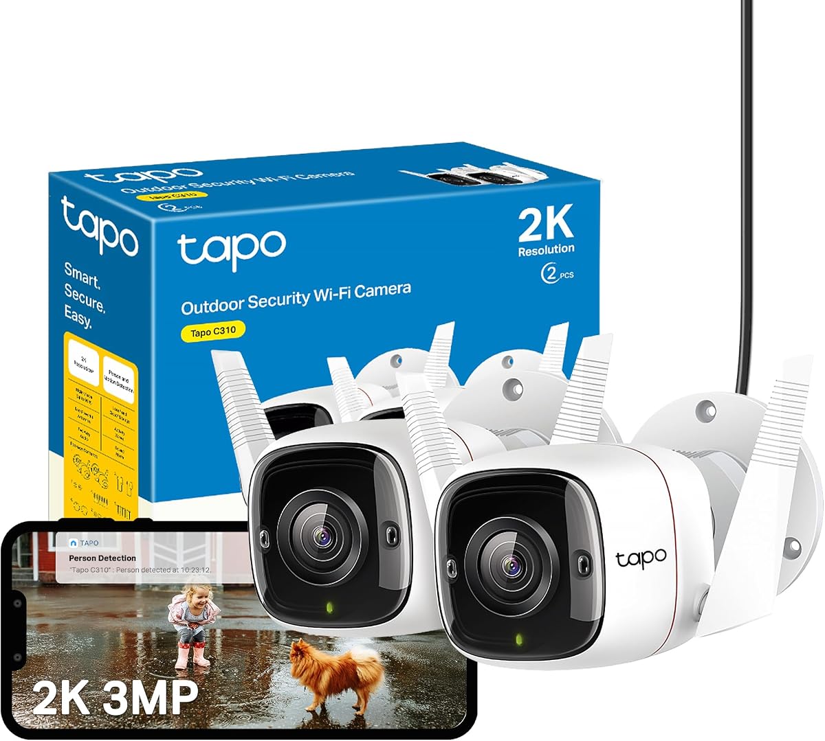 Tapo C310P2 2-Pack 2K 3MP Outdoor Security Camera CCTV Camera