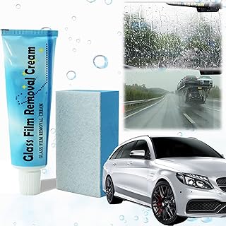Car Glass Oil Film Cleaner, Glass Film Removal Cream with Sponge, Glass Oil Film Removing Paste Glass Cleaner, Windshield Cleaner Glass Clear Car Paint Oil Film Remover, Glass Oil Film Remover (1Pcs)