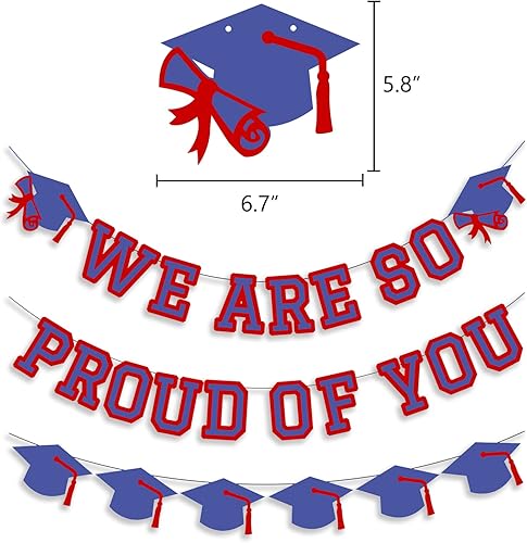 Miniatura 2 de Letrero con texto en inglés We Are So Proud Of You, decoración de fiesta de graduación, guirnalda de letras con tapa de felicitaciones, letrero de
