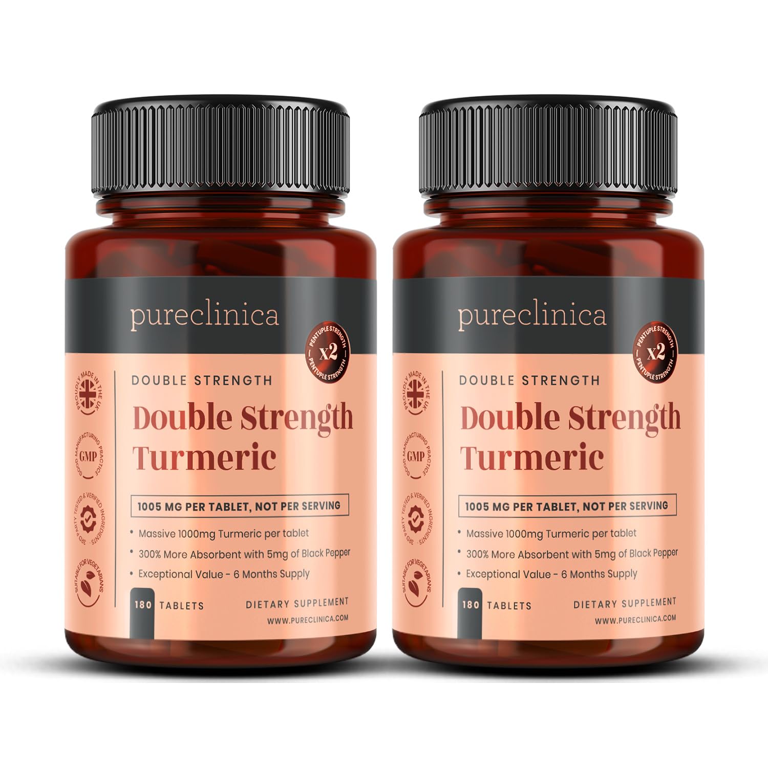 Curcuma Double Strength 360 comprimés de curcuma 200% plus de curcuma + niveaux naturels de curcumine