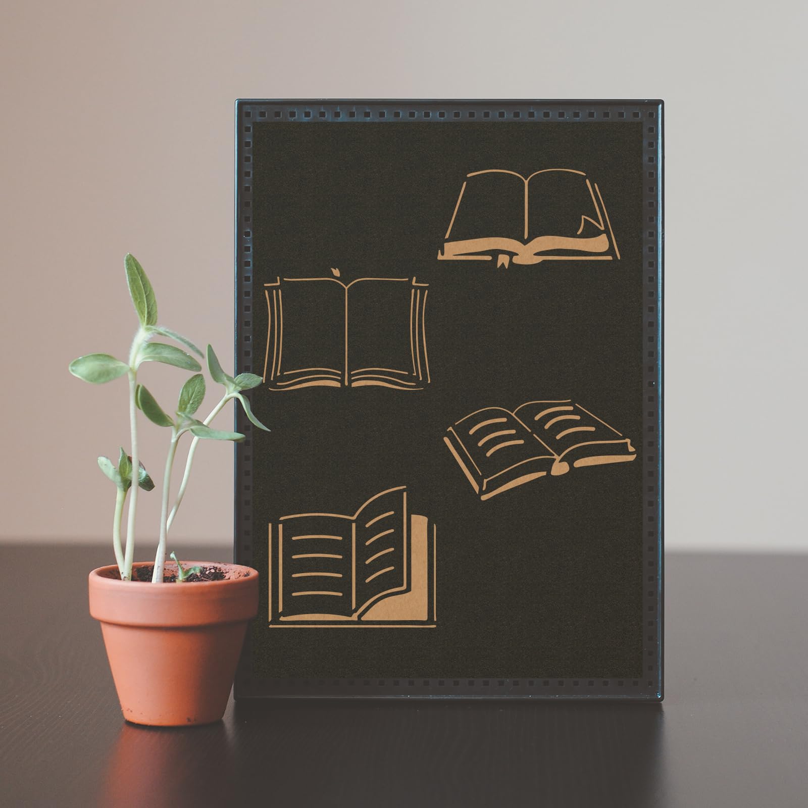 FINGERINSPIRE Stencil Libro per Dipingere 21x29.7cm Libri Impilati