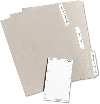 Avery File Folder Labels, Laser and Inkjet Printers, 1/3 Cut, White, Pack  of 252 (05202)