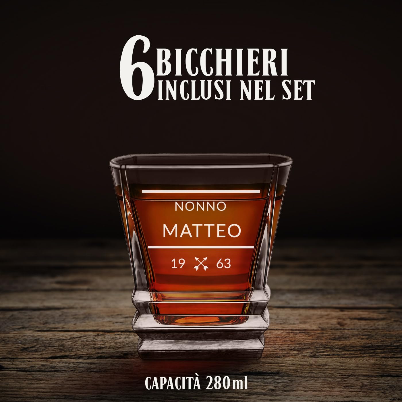 Maverton Set caraffa per whisky 800 ml con 6 bicchieri