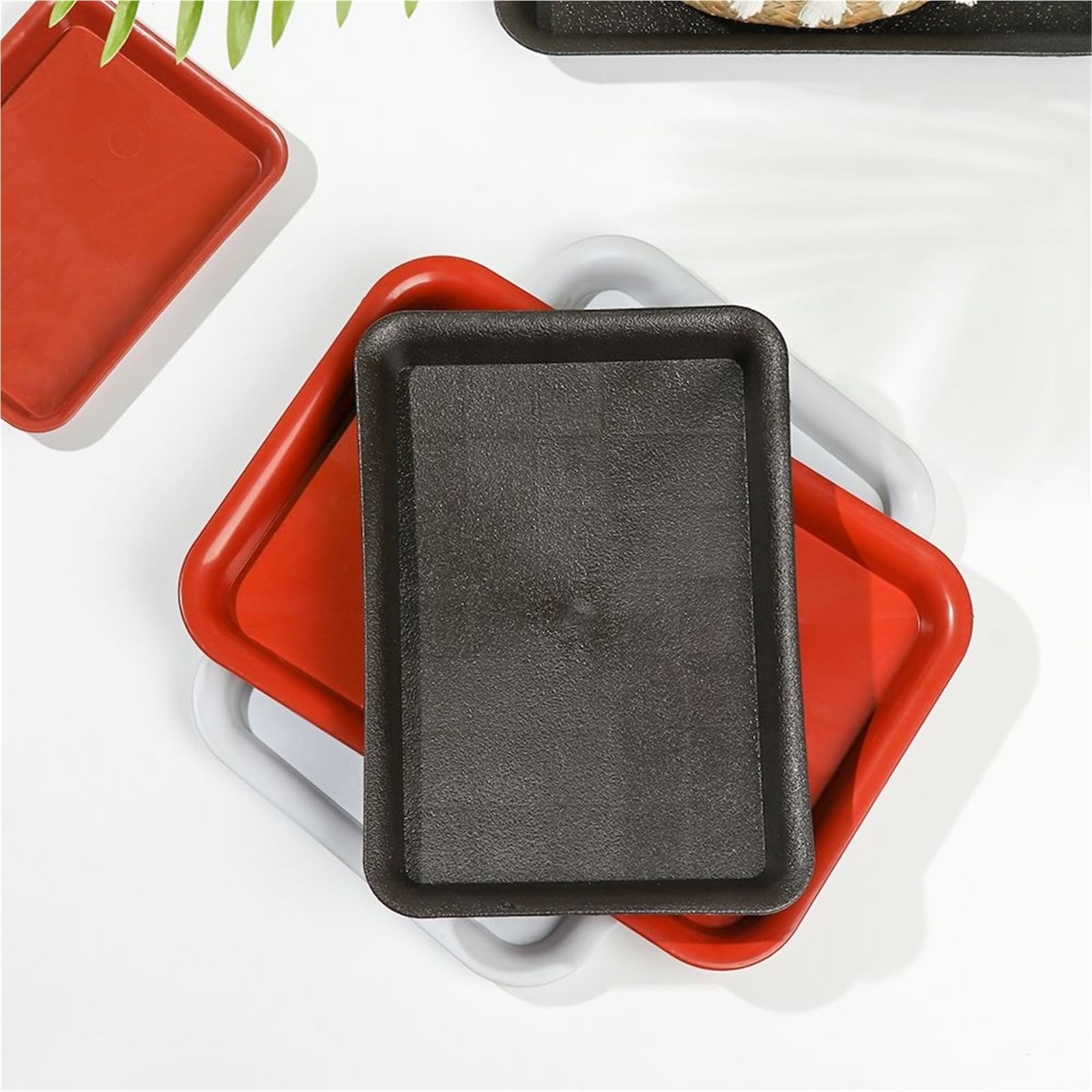 Plastikowe podstawki do doniczek 10 szt. Plastikowa taca na doniczki Czerwony Biały Wiele rozmiarów(White,21x30cm)