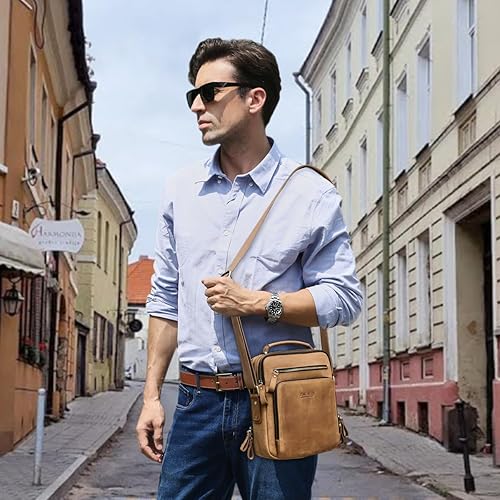 Miniatura 3 de CONTACTS Bolso de mensajero de cuero para hombre, bolso de mensajero, bolso cruzado de cuero genuino para el hombro 9.7 pulgadas, bolsa para iPad