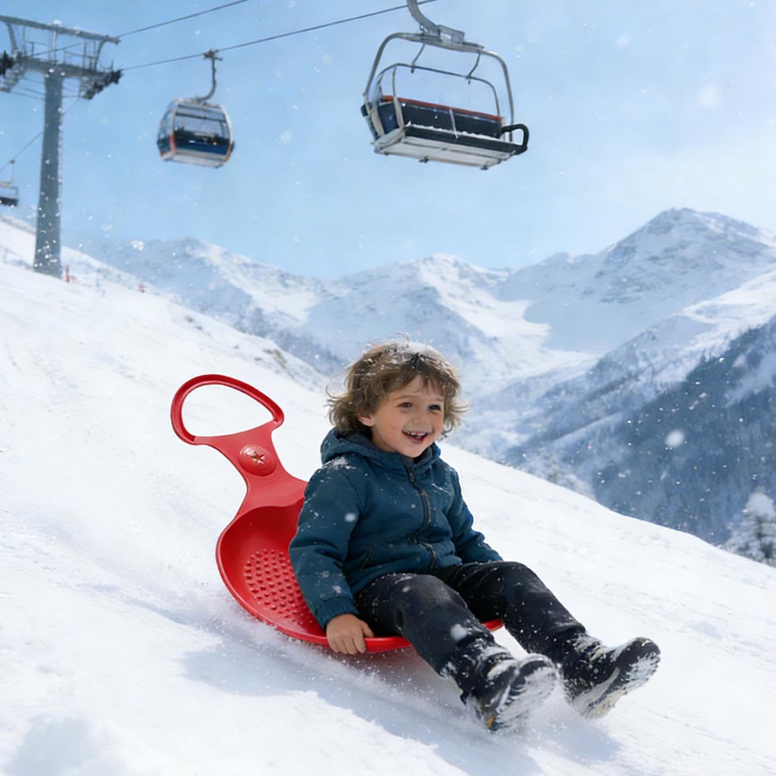 Trineo de nieve para exteriores, suministros de trineo, trineo de nieve con material duradero, nieve resistente con asas de seguridad, trineo de carreras, trineos de nieve para familiares, niños
